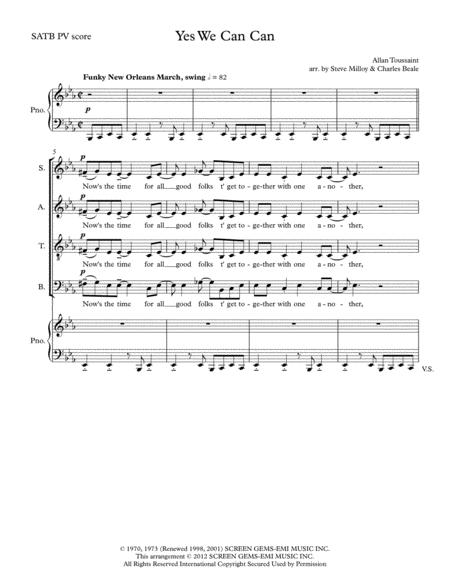 Free Sheet Music Yes We Can Can