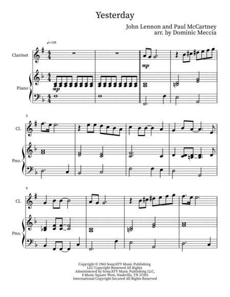 Yesterday Clarinet And Piano Sheet Music