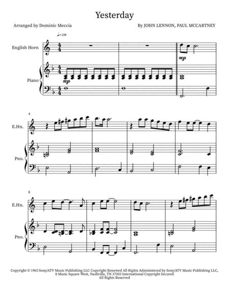 Free Sheet Music Yesterday English Horn And Piano