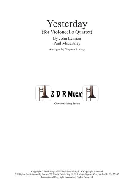 Free Sheet Music Yesterday For Violoncello Quartet