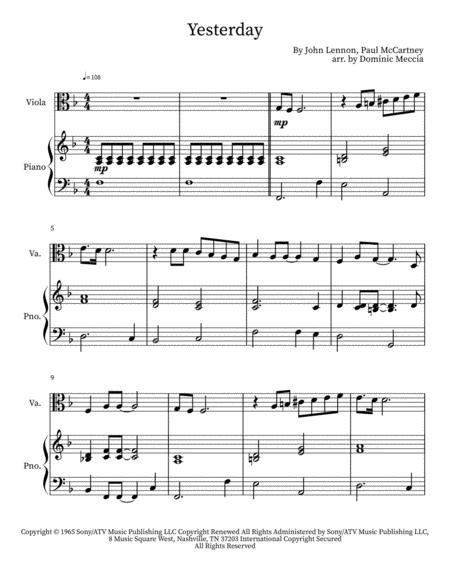 Free Sheet Music Yesterday Viola And Piano