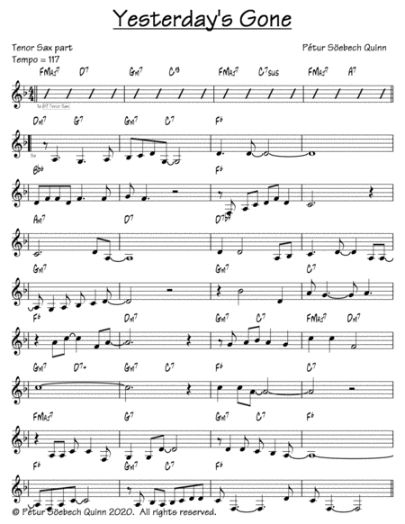 Free Sheet Music Yesterdays Gone