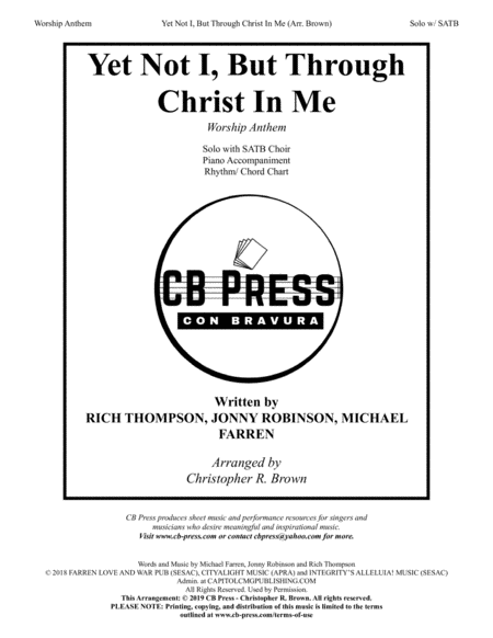 Yet Not I But Through Christ In Me Cityalight Anthem Sheet Music