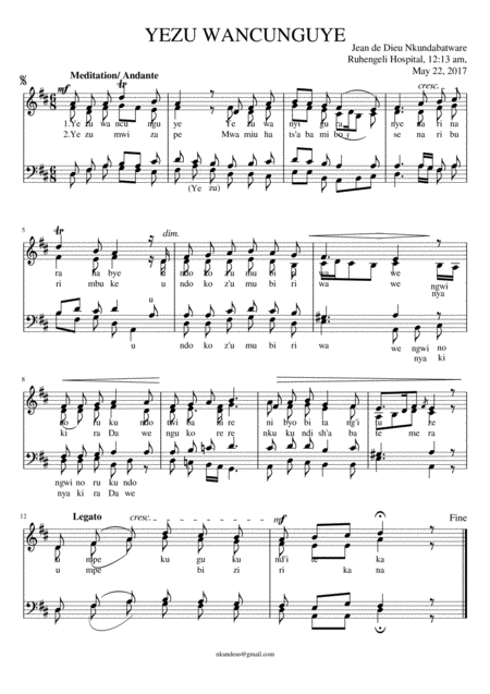 Yezu Wancunguye Sheet Music