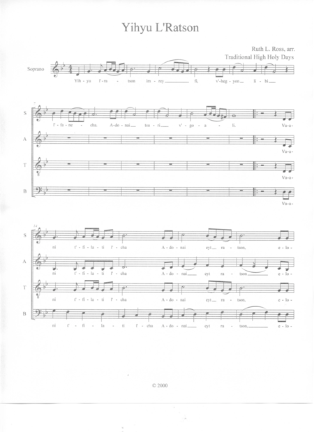 Free Sheet Music Yihyu L Ratson