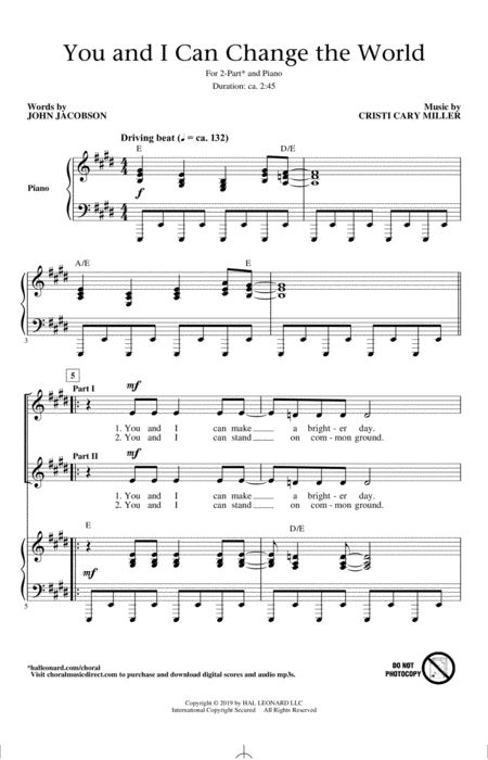 You And I Can Change The World Sheet Music