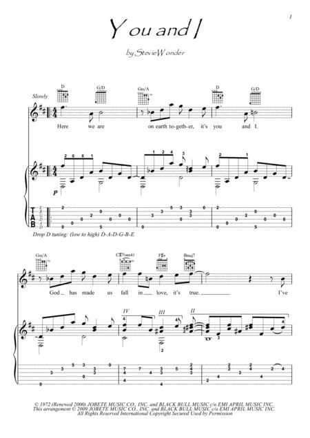 You And I Guitar Fingerstyle Sheet Music