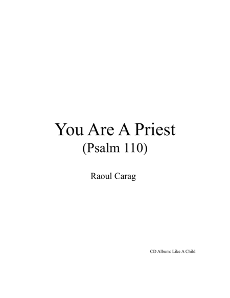 You Are A Priest Psalm 110 Sheet Music