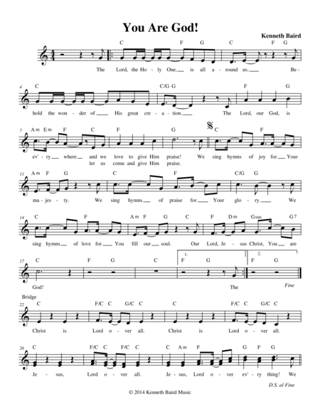 Free Sheet Music You Are God