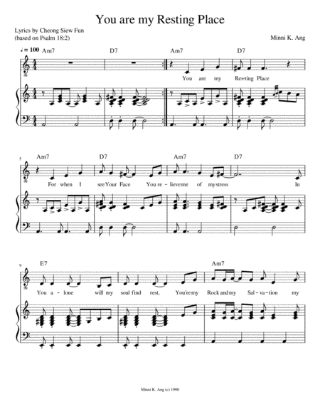 Free Sheet Music You Are My Resting Place