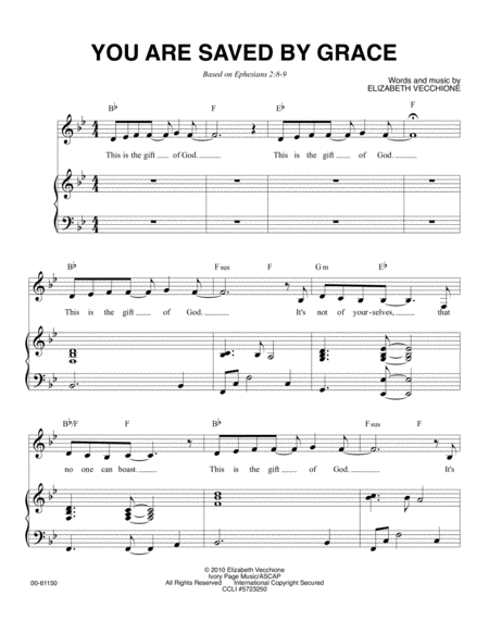 Free Sheet Music You Are Saved By Grace