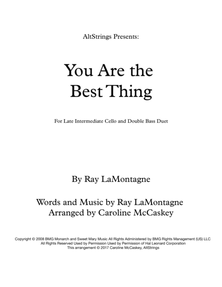 You Are The Best Thing Cello And Double Bass Duet Sheet Music