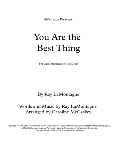 You Are The Best Thing Cello Duet Sheet Music