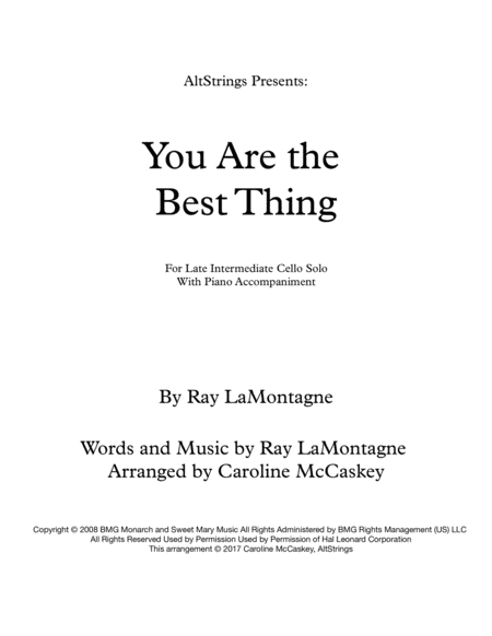 Free Sheet Music You Are The Best Thing Cello Solo With Piano Accompaniment