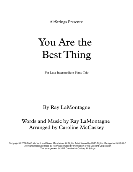 You Are The Best Thing Piano Trio Violin Cello And Piano Sheet Music