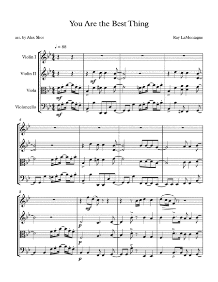 Free Sheet Music You Are The Best Thing String Quartet