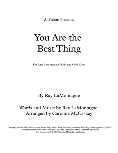 You Are The Best Thing Violin And Cello Duet Sheet Music