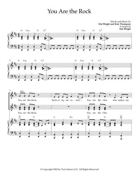 Free Sheet Music You Are The Rock