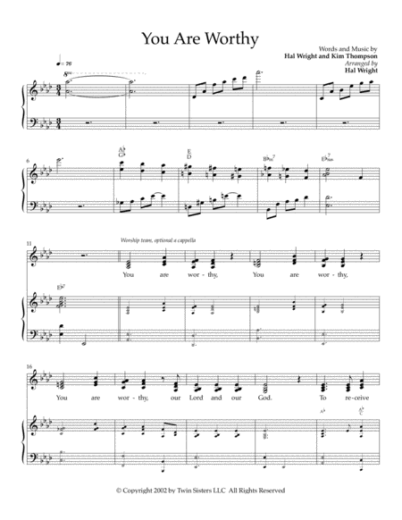 Free Sheet Music You Are Worthy