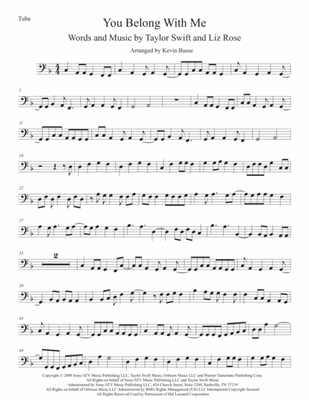 You Belong With Me Tuba Sheet Music