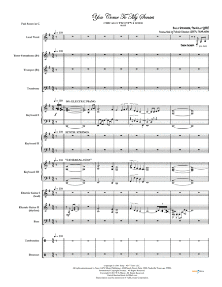 You Come To My Senses Chicago Full Score Set Of Parts Sheet Music