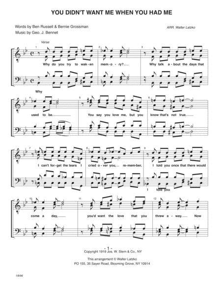 Free Sheet Music You Didnt Want Me When You Had Me