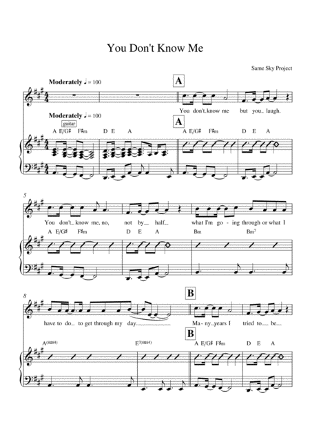 Free Sheet Music You Dont Know Me