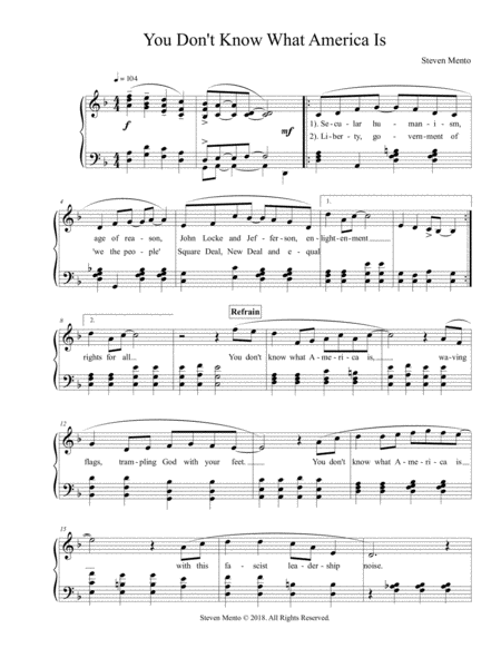 Free Sheet Music You Dont Know What America Is