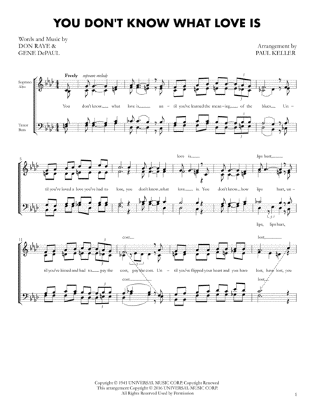 Free Sheet Music You Dont Know What Love Is