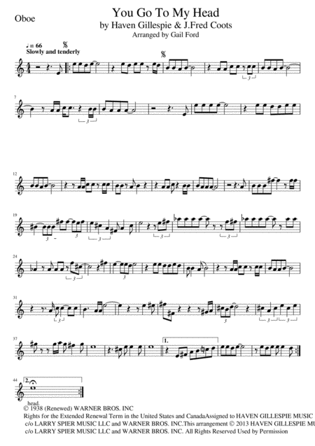 Free Sheet Music You Go To My Head