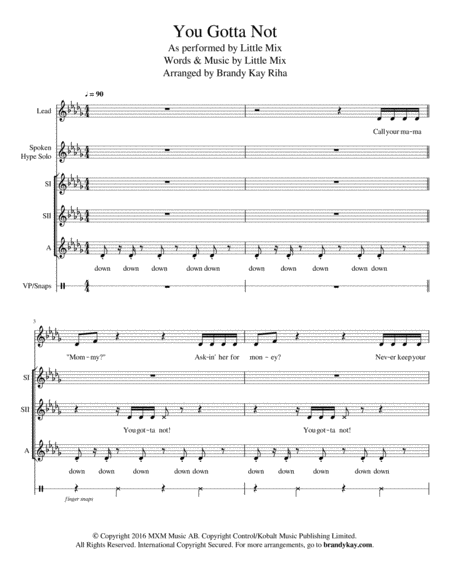 Free Sheet Music You Gotta Not Ssaa A Cappella