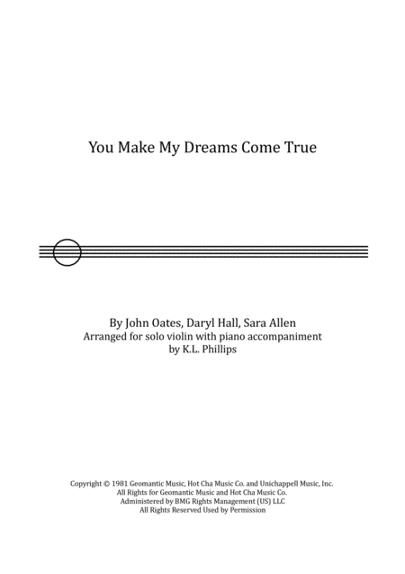 Free Sheet Music You Make My Dreams Violin Solo With Piano Accompaniment