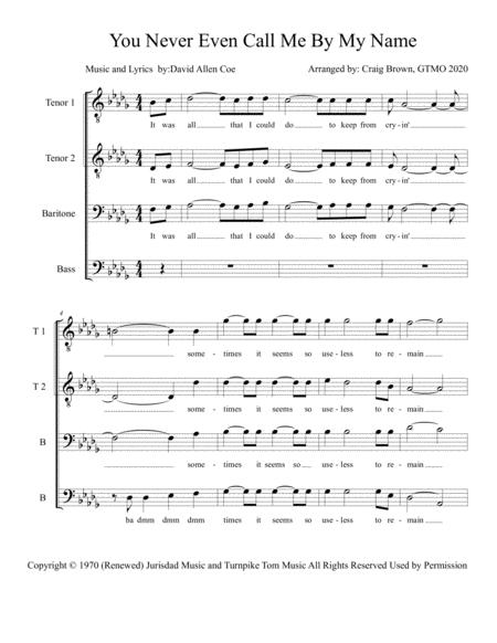 You Never Even Call Me By My Name Sheet Music