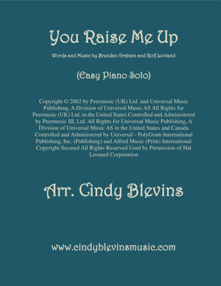 You Raise Me Up An Easy Piano Solo Arrangement Sheet Music