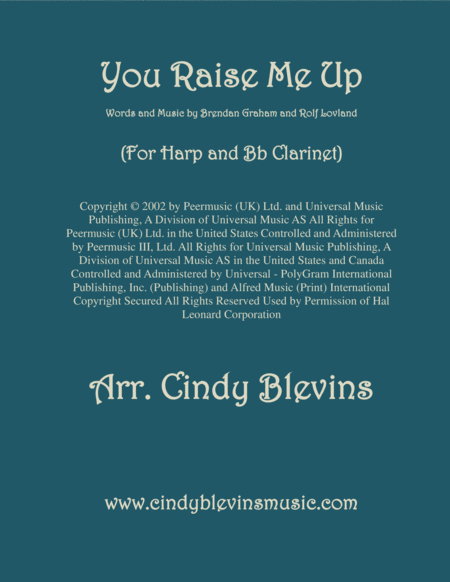 You Raise Me Up Arranged For Harp And Bb Clarinet Sheet Music