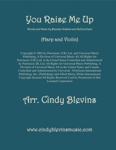 You Raise Me Up Arranged For Harp And Violin Sheet Music