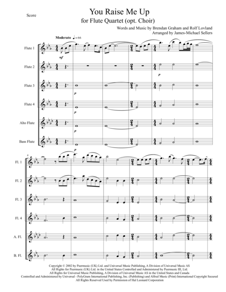 You Raise Me Up For Expandable Flute Quartet Sheet Music