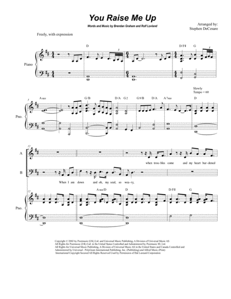 You Raise Me Up For Satb Sheet Music