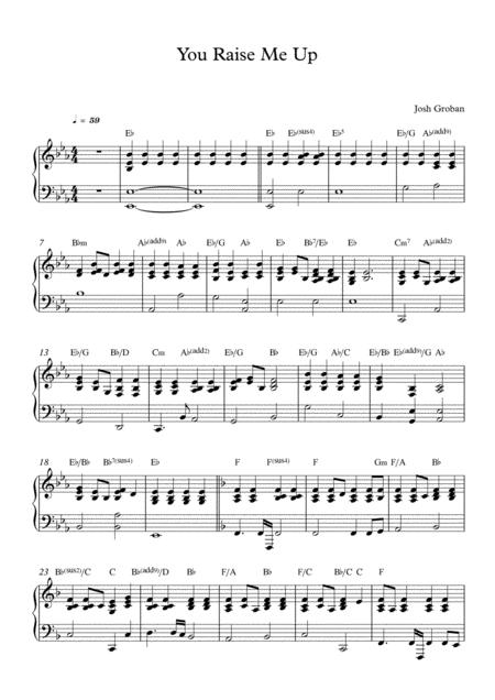 You Raise Me Up Josh Groban Piano Sheet Music For Both Hands Sheet Music