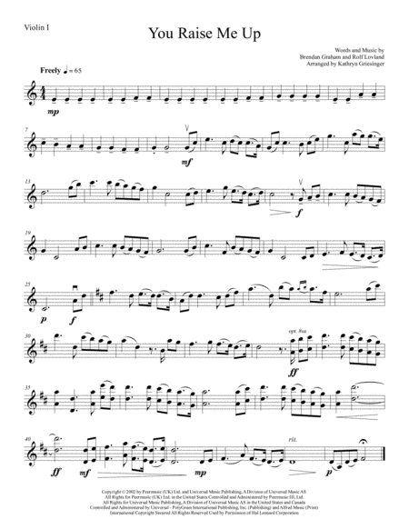 You Raise Me Up String Quartet Sheet Music