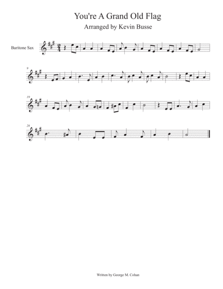 You Re A Grand Old Flag Bari Sax Sheet Music