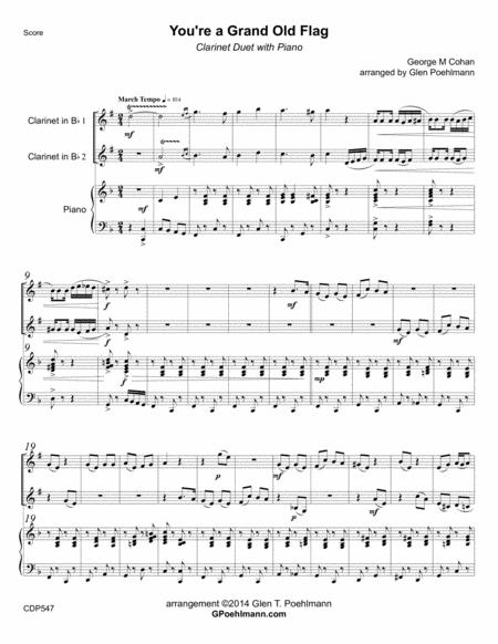 You Re A Grand Old Flag George M Cohan For Clarinet Duet With Piano Accompaniment Sheet Music