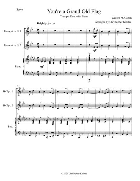 Free Sheet Music You Re A Grand Old Flag Trumpet Duet And Piano