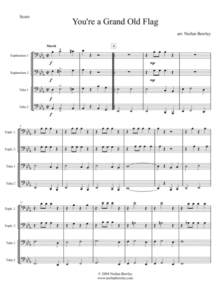 You Re A Grand Old Flag Tuba Euphonium Quartet Sheet Music