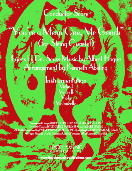 Free Sheet Music You Re A Mean One Mr Grinch For String Quartet