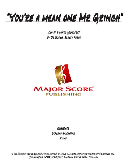 Free Sheet Music You Re A Mean One Mr Grinch Soprano Saxophone Piano G Min