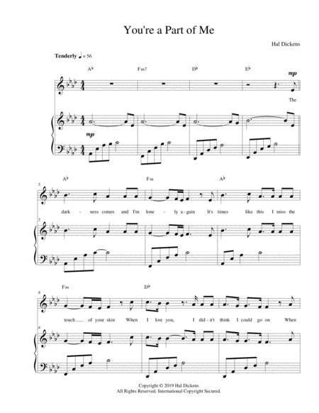 Free Sheet Music You Re A Part Of Me