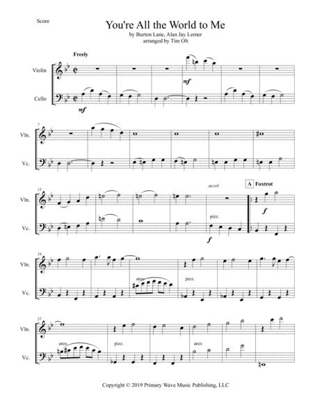 Free Sheet Music You Re All The World To Me