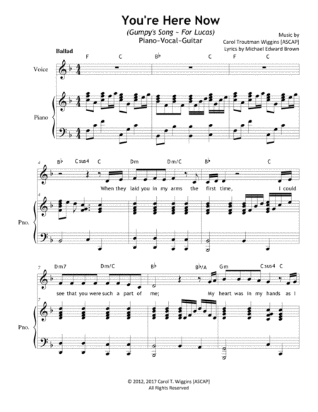 You Re Here Now Gumpys Song For Lucas Sheet Music