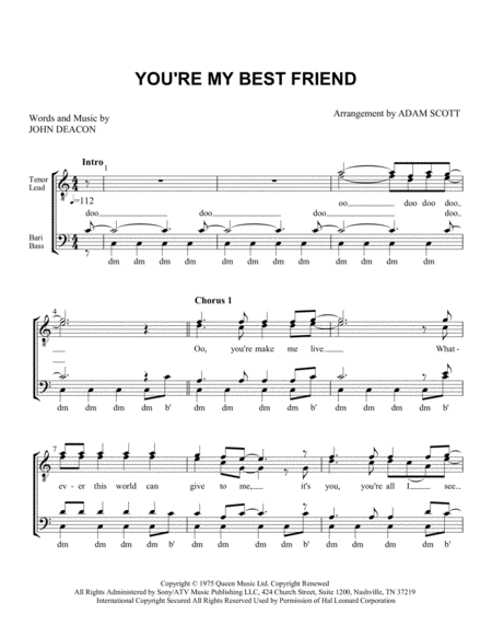 You Re My Best Friend A Cappella Sheet Music